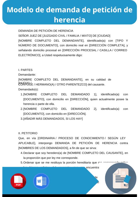 modelo de demanda de petición de herencia
